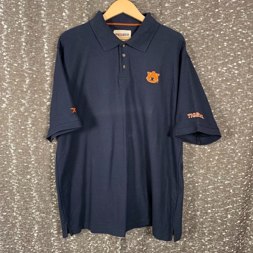 Vintage Pressbox Auburn University Tigers Blue Polo Shirt Short Sleeve Men's XL